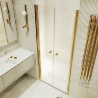 Душевая дверь в нишу Maybahglass MGD-445-3 99 см, профиль матовое золото, стекло сатин