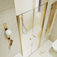 Душевая дверь в нишу Maybahglass MGD-445-3 99 см, профиль матовое золото, стекло сатин