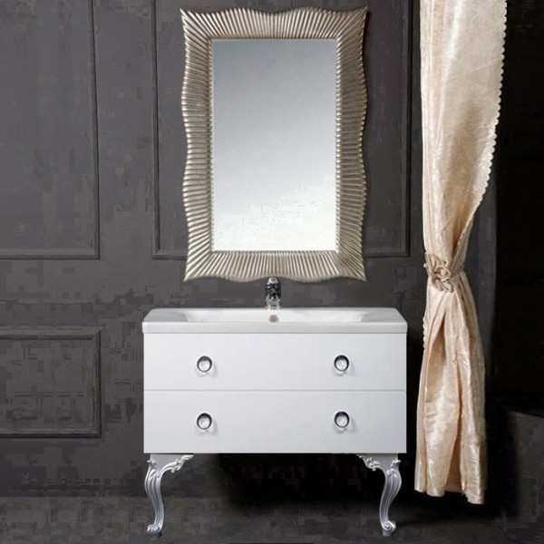 Мебель для ванной комнаты Armadi Art NeoArt 100 white с ручками Moon хром, зеркало Soho, с ножками