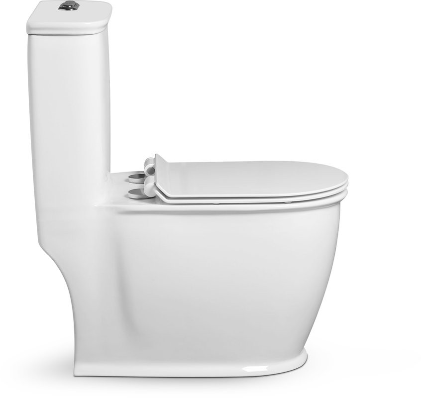 Унитаз-моноблок напольный SantiLine SL-5019 безободковый, с микролифтом