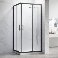 Душевой уголок Veconi Rovigo RV-27B 80х80 см, профиль матовый черный, стекло прозрачное