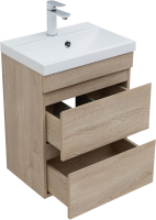 Тумба с раковиной Aquanet Нота new 50 подвесная, дуб светлый
