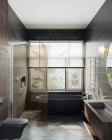 Душевая перегородка Maybahglass MGD-1353-5ш 99 см, профиль хром матовый, стекло бронза