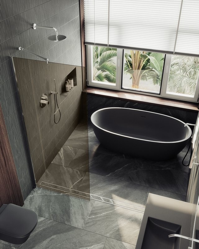 Душевая перегородка Maybahglass MGD-1353-5ш 99 см, профиль хром матовый, стекло бронза