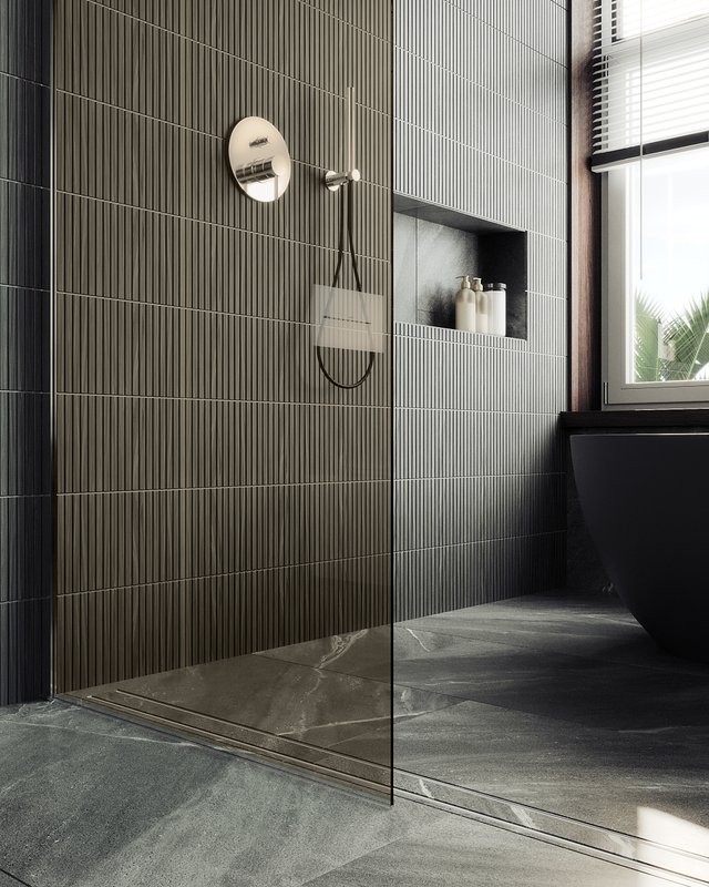 Душевая перегородка Maybahglass MGD-1353-5ш 99 см, профиль хром матовый, стекло бронза