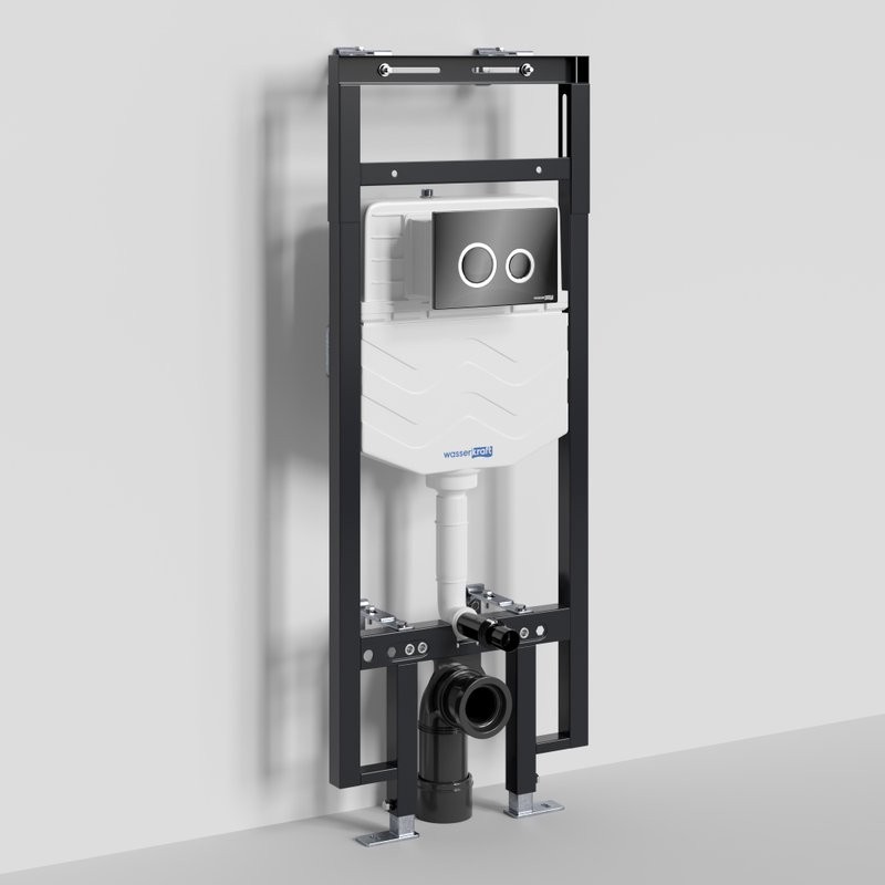 Система инсталляции для унитазов Wasserkraft Dinkel 58TLT.010.ME.PB01 с кнопкой смыва черной