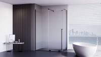 Душевой уголок Veconi Premium Trento PTC-SP-50B 150х100 см, профиль матовый черный, стекло прозрачное