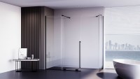 Душевой уголок Veconi Premium Trento PTC-SP-50B 150х100 см, профиль матовый черный, стекло прозрачное