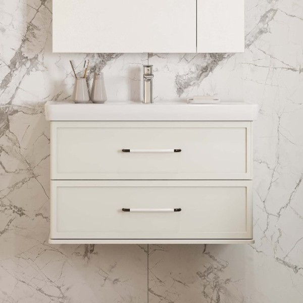 Тумба с раковиной AQUATON Нео Классика 85 белый камень