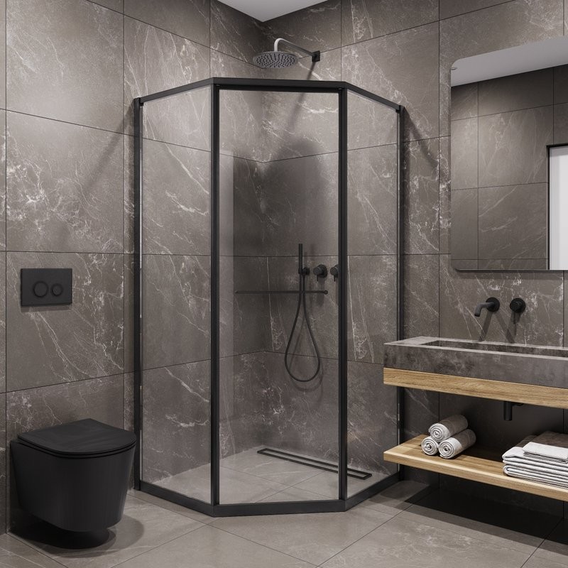 Душевой уголок Timo TTSS-100/03C-8L 100x100 см, профиль черный, стекло прозрачное