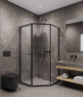 Душевой уголок Timo TTSS-100/03C-8L 100x100 см, профиль черный, стекло прозрачное