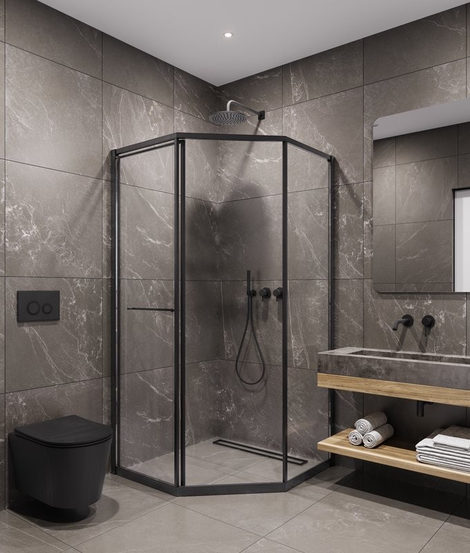 Душевой уголок Timo TTSS-100/03C-8L 100x100 см, профиль черный, стекло прозрачное