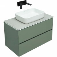 Мебель для ванной комнаты Allen Brau Infinity 85 подвесная, олива матовый, столешница серый структ