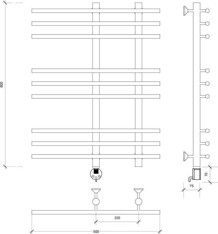 Полотенцесушитель электрический Secado Турин 3 85x55 см, подключение слева, глянцевый хром, лесенка