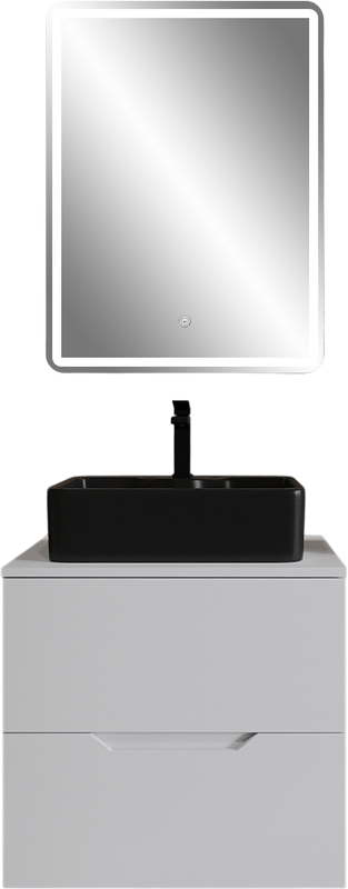 Мебель для ванной комнаты Orange Line 60 подвесная, 2 ящика, матовая белая с раковиной B01-475mb