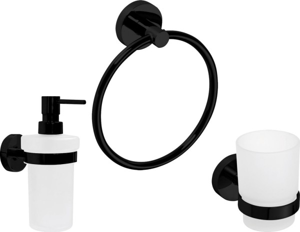 Набор Дозатор Bemeta Dark + Стакан + Полотенцедержатель