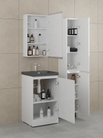 Тумба с раковиной Style Line Батлер Люкс Plus 50 напольная, белый глянец, раковина антрацит