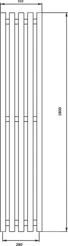 Полотенцесушитель водяной Secado Бергамо 5 1800х280 180x30 см, хром, I-образный