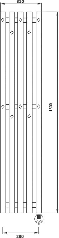 Полотенцесушитель электрический Secado Сандриго 5К 1500/280 155x30 см, подключение слева, хром, I-образный