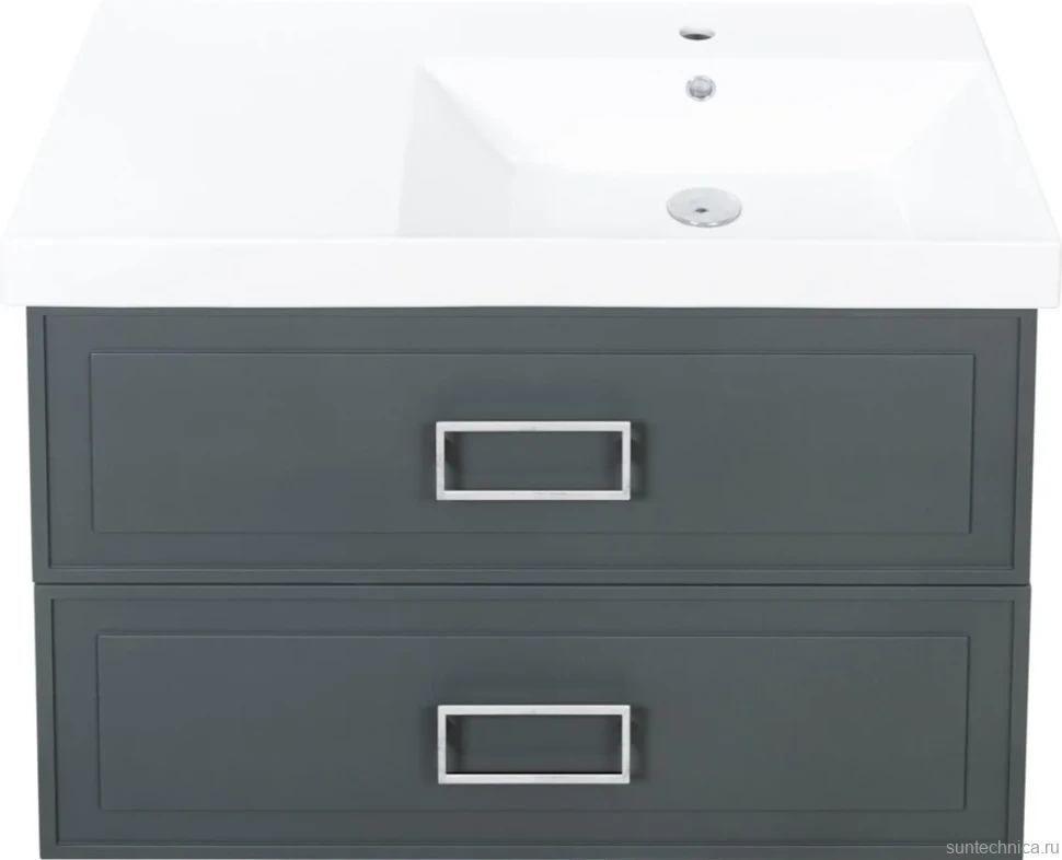 Тумба с раковиной La Fenice Cubo Twin 90 R подвесная, grigio, ручки белые, раковина Cubo 90 R