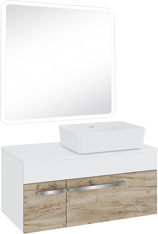 Мебель для ванной комнаты Runo Вудлайн 85 крафтовый дуб, раковина Tre 50