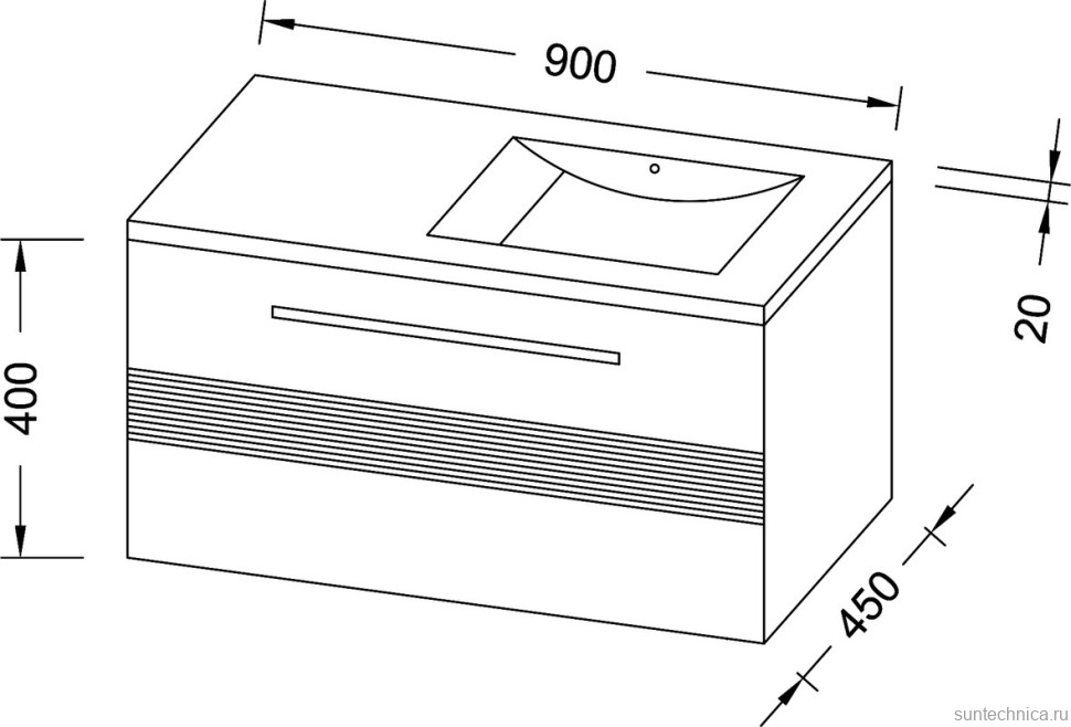 Тумба под раковину Sanvit Соната 1-90 R белая