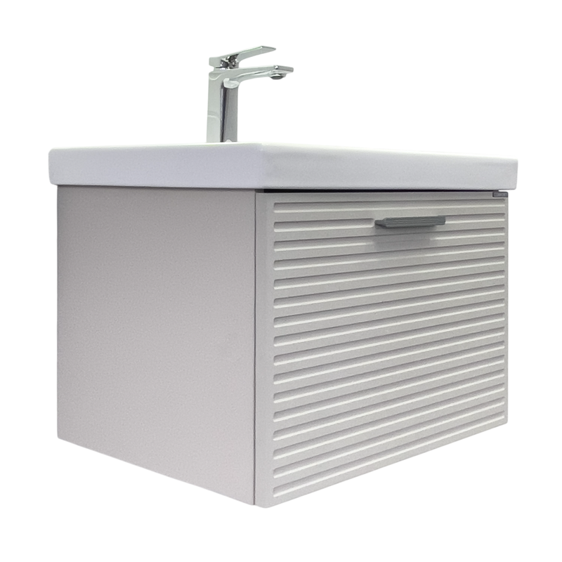 Тумба с раковиной Comforty Касабланка 60 подвесная, серый шёлк