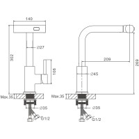 Смеситель для кухни BELZ B811 B74811-7 черный