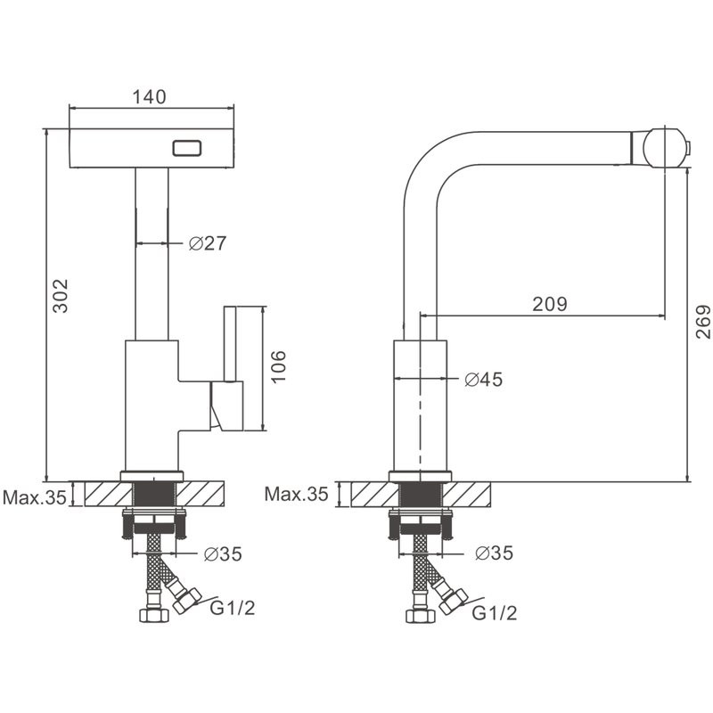 Смеситель для кухни BELZ B811 B74811-7 черный