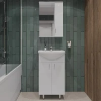 Мебель для ванной комнаты Orange Samara 50 белый глянец, со смесителем, зеркало Samara 50