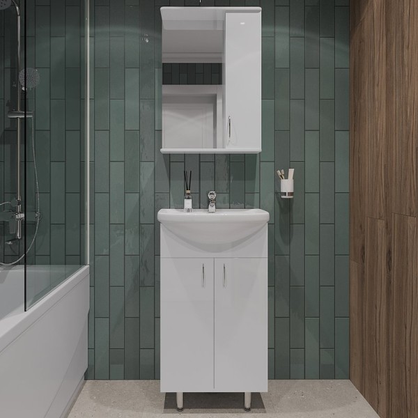 Мебель для ванной комнаты Orange Samara 50 белый глянец, со смесителем, зеркало Samara 50