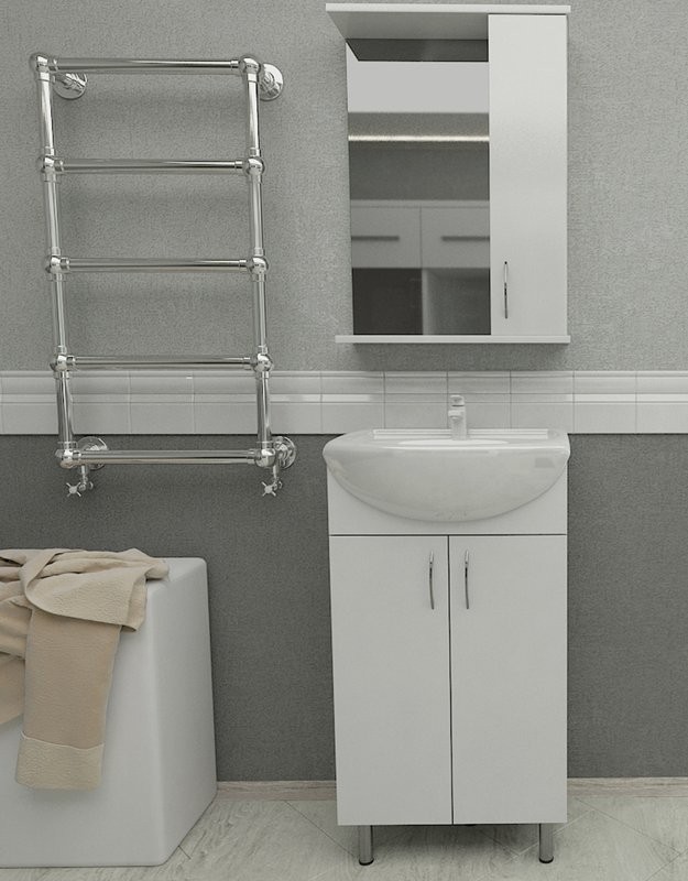 Мебель для ванной комнаты Orange Samara 50 белый глянец, со смесителем, зеркало Samara 50