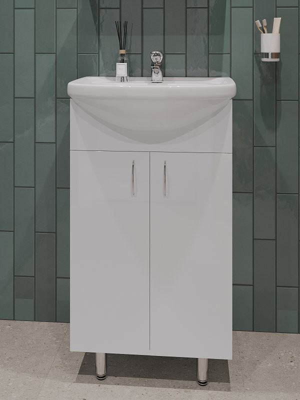 Мебель для ванной комнаты Orange Samara 50 белый глянец, со смесителем, зеркало Samara 50