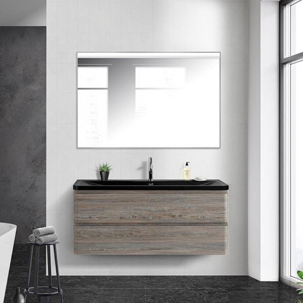 Мебель для ванной комнаты BelBagno Albano 120 подвесная, pino scania, черная матовая раковина