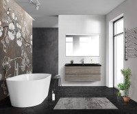 Мебель для ванной комнаты BelBagno Albano 120 подвесная, pino scania, черная матовая раковина