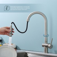 Смеситель для кухни с выдвижным изливом Splenka S204.49.05, сатин