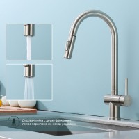 Смеситель для кухни с выдвижным изливом Splenka S204.49.05, сатин