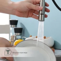 Смеситель для кухни с выдвижным изливом Splenka S204.49.05, сатин Смеситель для кухни с выдвижным изливом Splenka S204.49.05, сатин