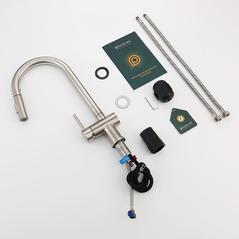 Смеситель для кухни с выдвижным изливом Splenka S204.49.05, сатин