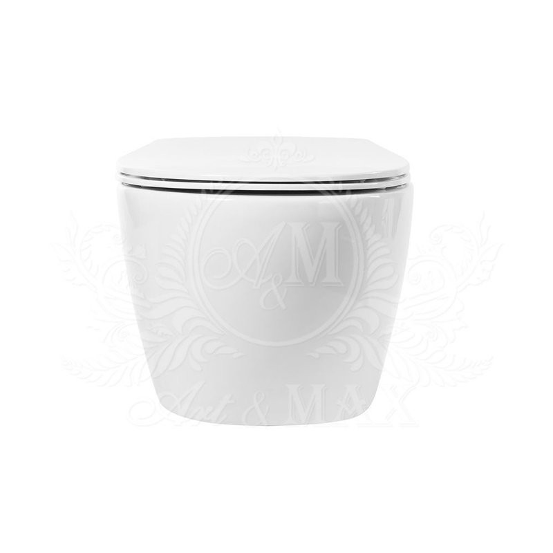 Унитаз подвесной Art&Max Elegant AM9316CHR/SC безободковый, с микролифтом, белый