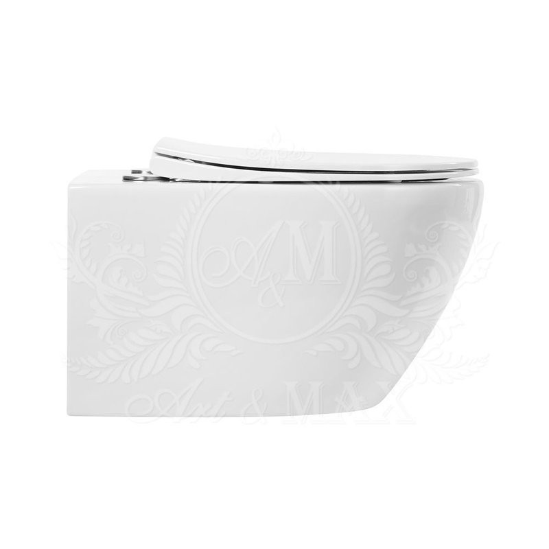 Унитаз подвесной Art&Max Elegant AM9316CHR/SC безободковый, с микролифтом, белый