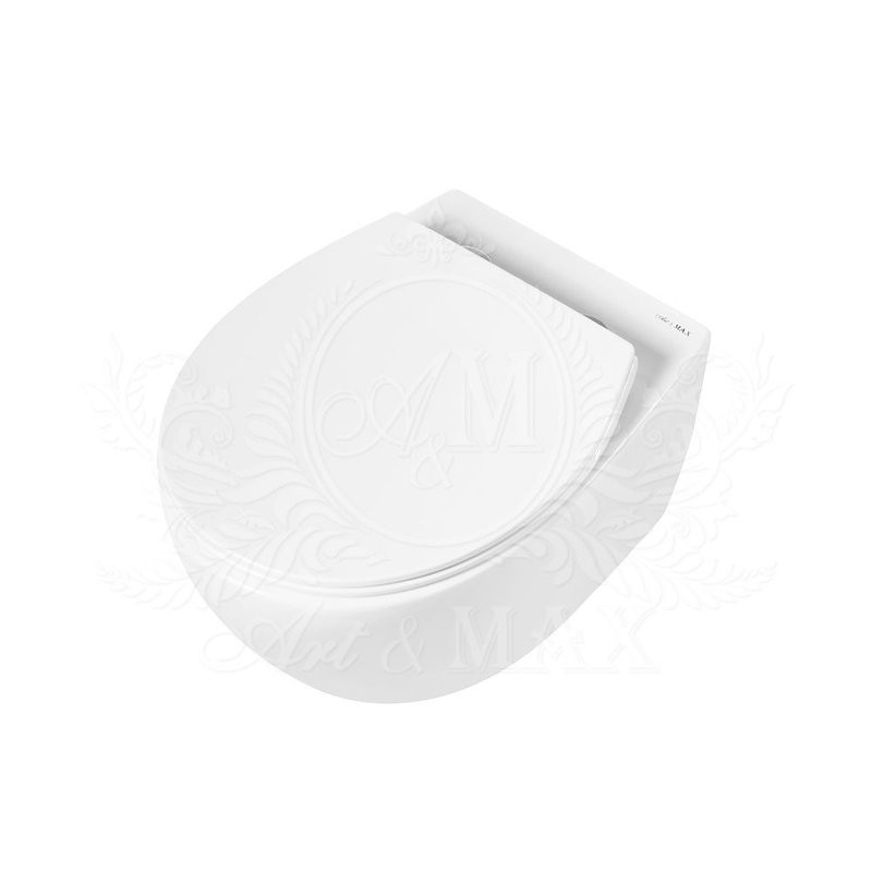 Унитаз подвесной Art&Max Elegant AM9316CHR/SC безободковый, с микролифтом, белый