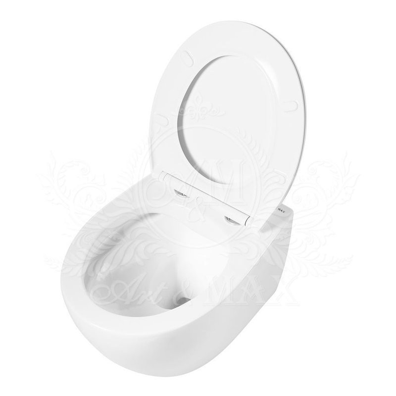 Унитаз подвесной Art&Max Elegant AM9316CHR/SC безободковый, с микролифтом, белый
