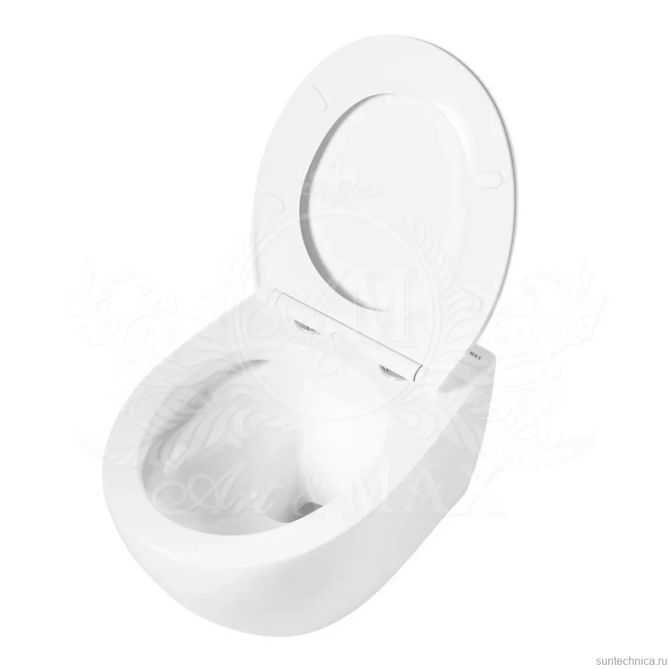Унитаз подвесной Art&Max Elegant AM9316CHR/SC безободковый, с микролифтом, белый