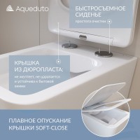 Унитаз подвесной Aqueduto Macio MAC0110 безободковый, с микролифтом, белый глянцевый