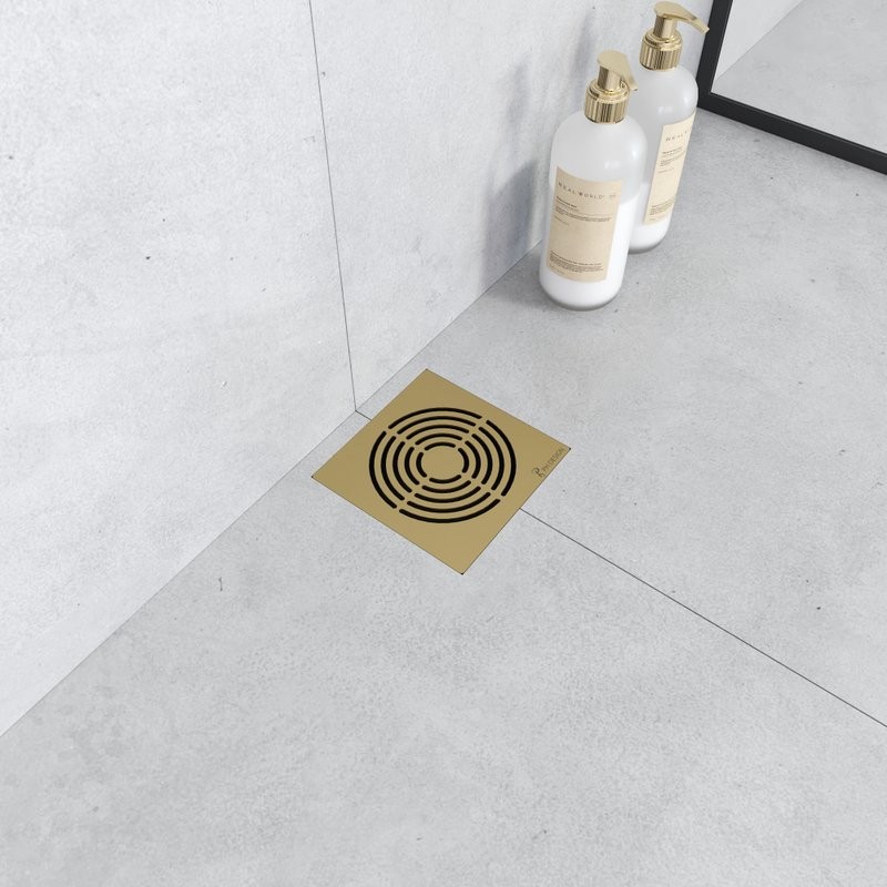 Душевой трап Boheme Smart Design 15x15 см, матовое золото