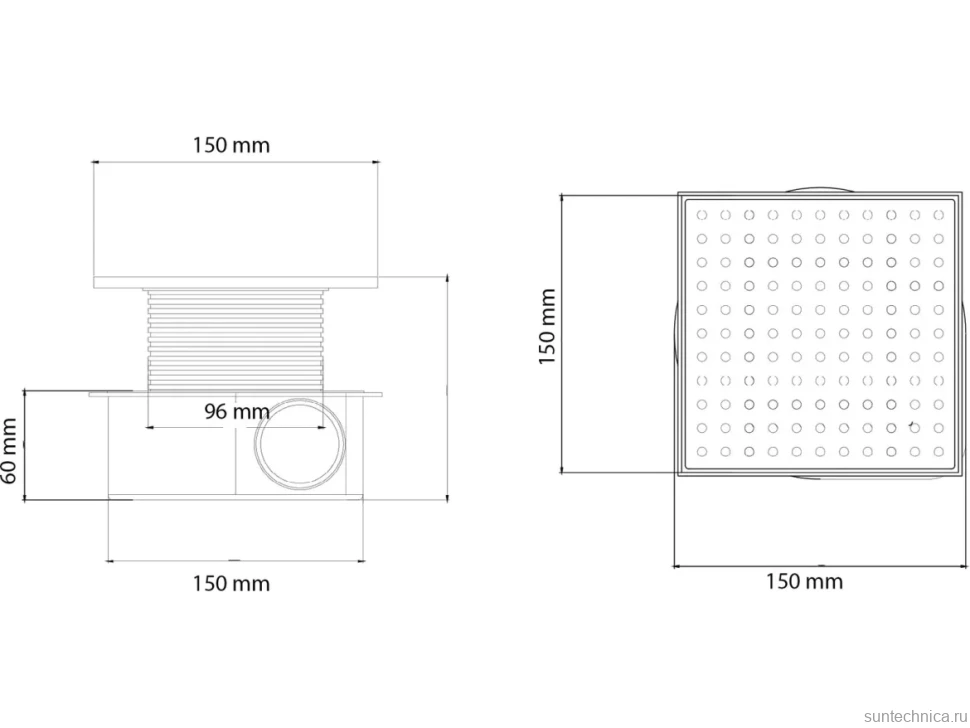 Душевой трап Boheme Smart Design 15x15 см, матовое золото