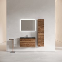 Тумба с раковиной Sancos Libra 90 см дуб чарльстон, черная раковина