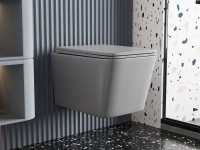 Унитаз подвесной Abber Rechteck AC1201MG безободковый, с микролифтом, матовый серый