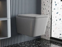 Унитаз подвесной Abber Rechteck AC1201MG безободковый, с микролифтом, матовый серый